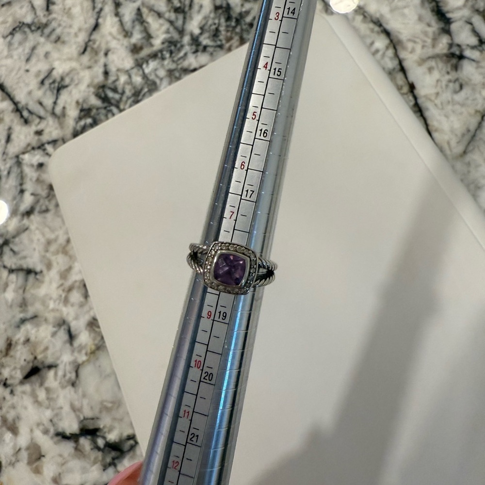 💜 David Yurman Petite Albion Ring Amethyst and Diamonds Size 8 💜 - Picture 8 of 8